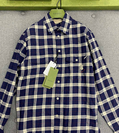 구찌 자수 체크 셔츠