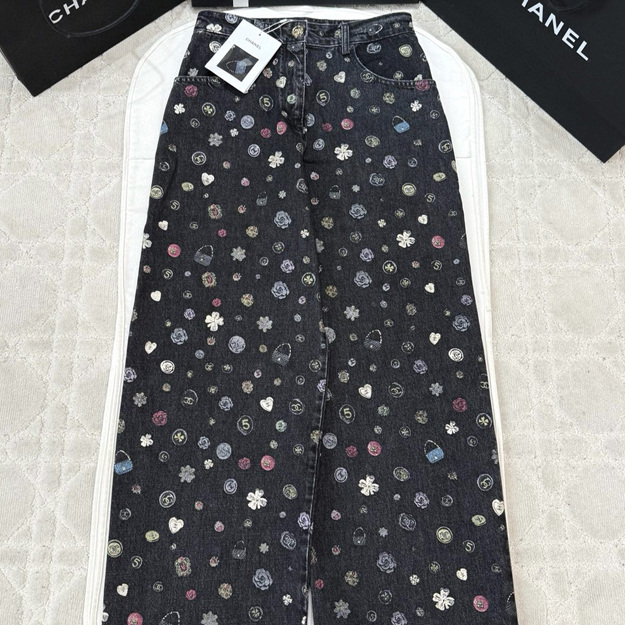 샤넬 그래피티 데님 팬츠