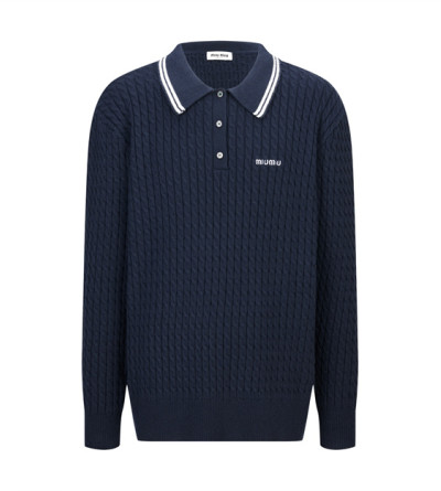 미우미우 꽈배기 폴로 니트