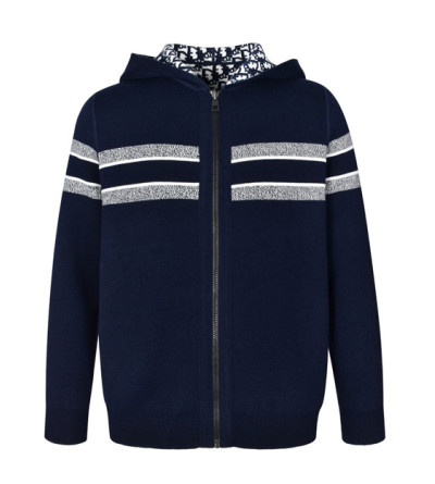 디올 양면 자가드 캐시미어 집업 후드