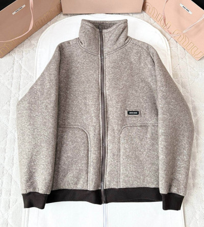 미우미우 플리스 집업 울 자켓