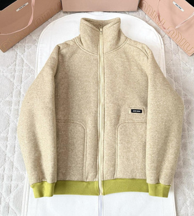 미우미우 플리스 집업 울 자켓