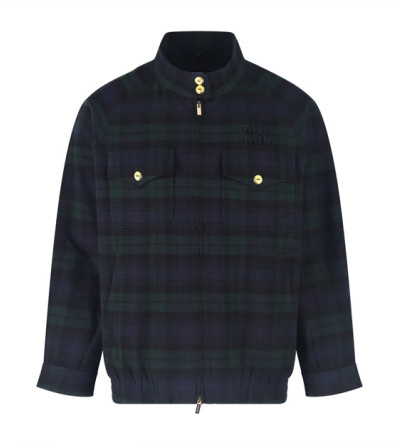 미우미우 울 체크 자켓