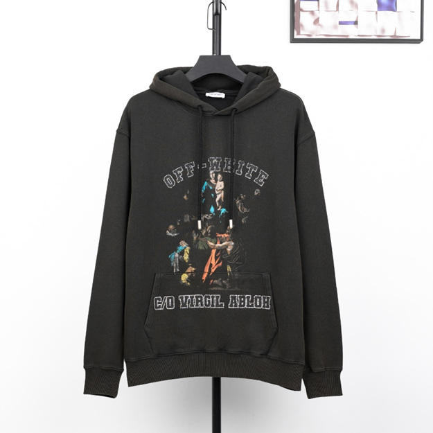오프화이트 프린트 후드