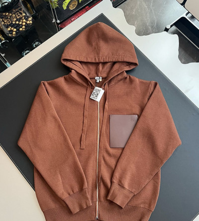 로에베 레더 패치 집업 후드