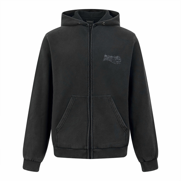 발렌시아가 프린트 워싱 집업 후드