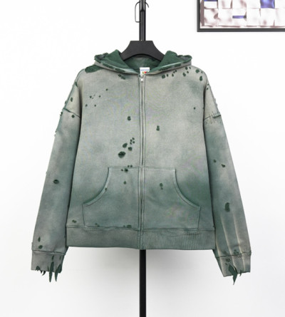 세인트미카엘 데미지 집업 후드